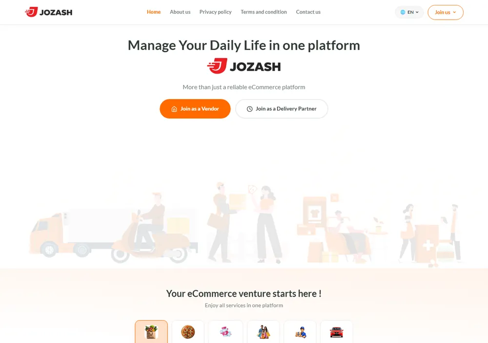 Jozash — multi-vendor delivery platform
